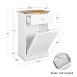 Elecwish Tilt-Out Laundry Hamper Cabinet, 10 Gallon Herringbone Trash Can Cabinet with Drawer, Hidden Garbage Can Cabinets, Free Standing for Bathroom & Kitchen, view 3