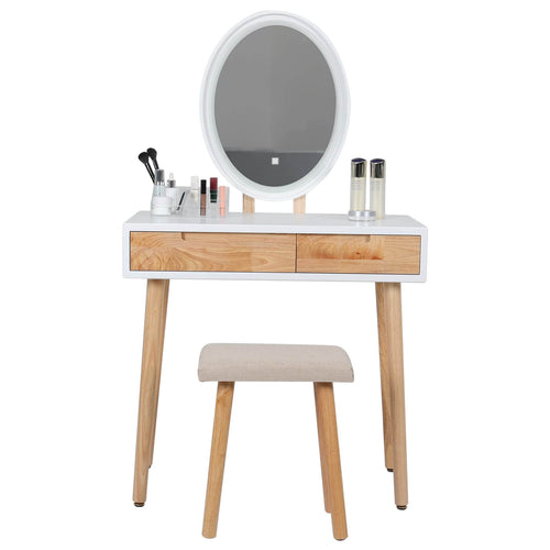 Elecwish Vanity Makeup Table Set with Adjustable LED Mirror IF11213
