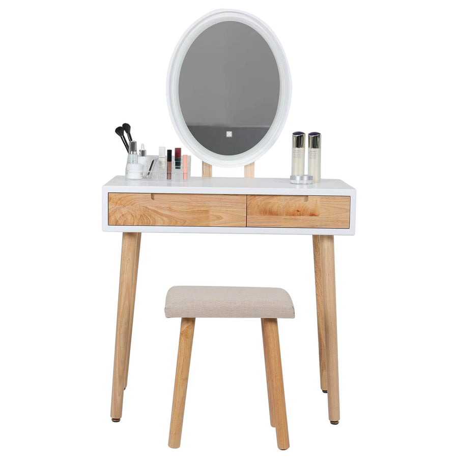 Elecwish Vanity Makeup Table Set with Adjustable LED Mirror IF11213
