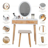Elecwish Vanity Makeup Table Set with Adjustable LED Mirror IF11213, view 5