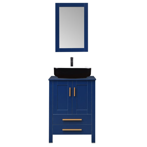 Elecwish Blue Bathroom Vanity Sink Set With Mirror BV1010-BU