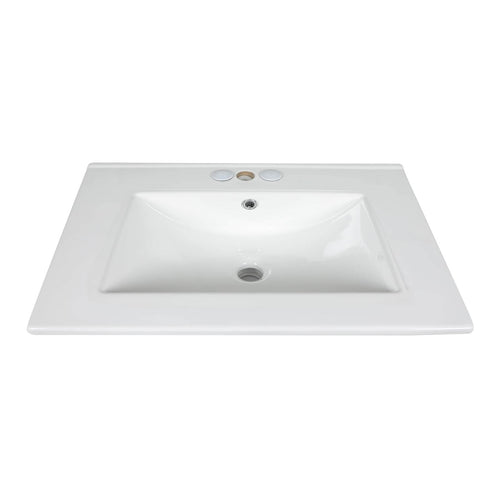 Elecwish White Drop In Ceramic Vessel Sink For Bathroom BA019
