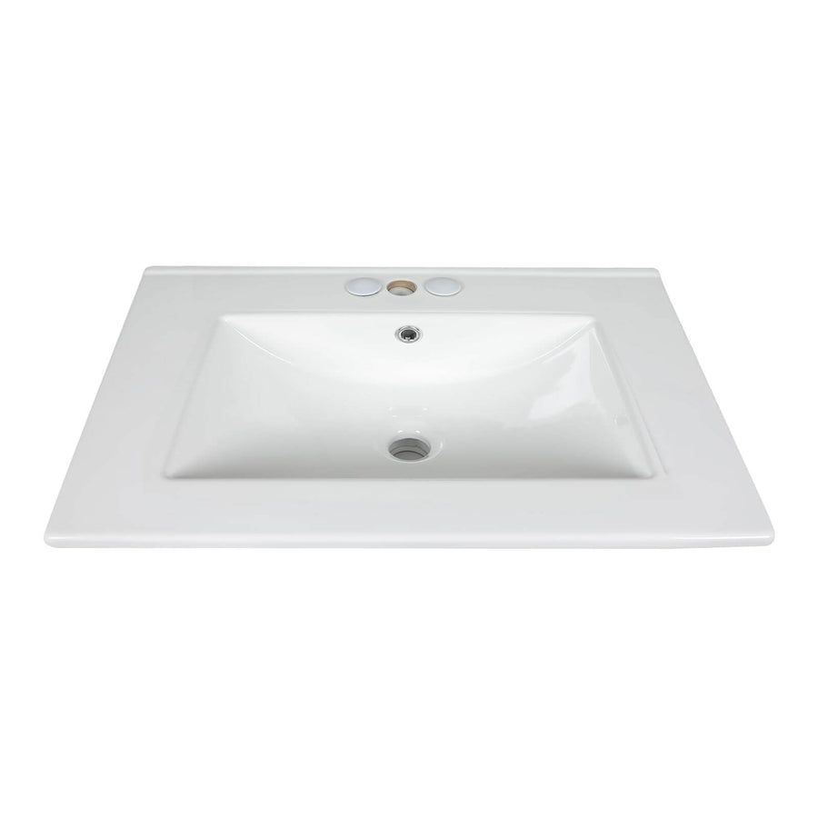 Elecwish White Drop In Ceramic Vessel Sink For Bathroom BA019