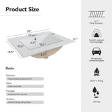Elecwish White Drop In Ceramic Vessel Sink For Bathroom BA019, view 3
