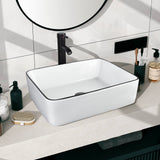 Elecwish White Rectangular Ceramic Vessel Sink HW1125, view 2