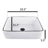 Elecwish White Rectangular Ceramic Vessel Sink HW1125, view 3