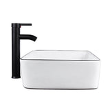 Elecwish White Rectangular Ceramic Vessel Sink HW1125, view 4