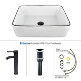 Elecwish White Rectangular Ceramic Vessel Sink HW1125, view 5