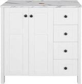 Elecwish Wood White 32-Inch Bathroom Vanity Without Mirror-BA024, view 2