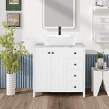 Elecwish Wood White 32-Inch Bathroom Vanity Without Mirror-BA024, view 3