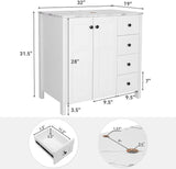 Elecwish Wood White 32-Inch Bathroom Vanity Without Mirror-BA024, view 4