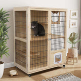 Elecwish Wooden Cat House with Scratching Post PF0506, view 5