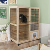 Elecwish Wooden Cat House with Scratching Post PF0506, view 6