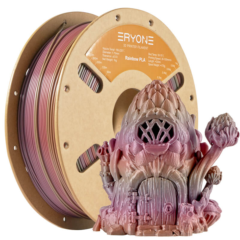 Eryone 3D Printer Filament, PLA Steampunk Rainbow Filament - 1.75mm±0.03mm (1kg)