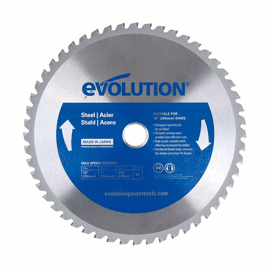 Evolution Power Tools Evolution 10BLADEST | 10 in. | 52T | 1 in. Arbor | Mild Steel and Ferrous Metal TCT Blade