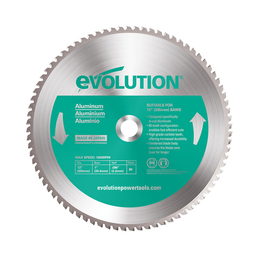 Evolution Power Tools Evolution 12BLADEAL | 12 in. | 80T | 1 in. Arbor | Aluminum and Non-Ferrous Metal TCT Blade