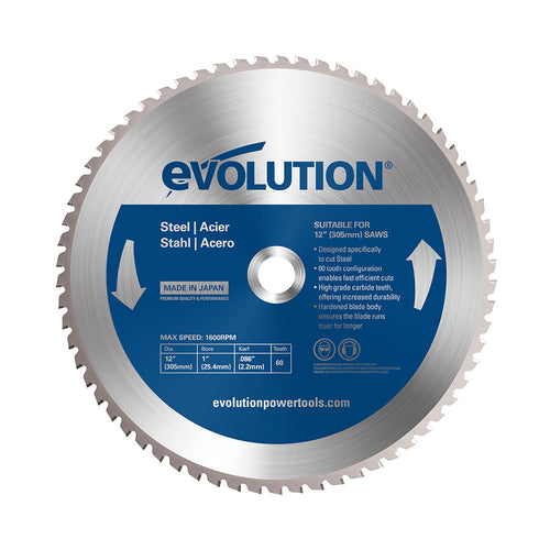 Evolution Power Tools Evolution 12BLADEST | 12 in. | 60T | 1 in. Arbor | Mild Steel and Ferrous Metal TCT Blade