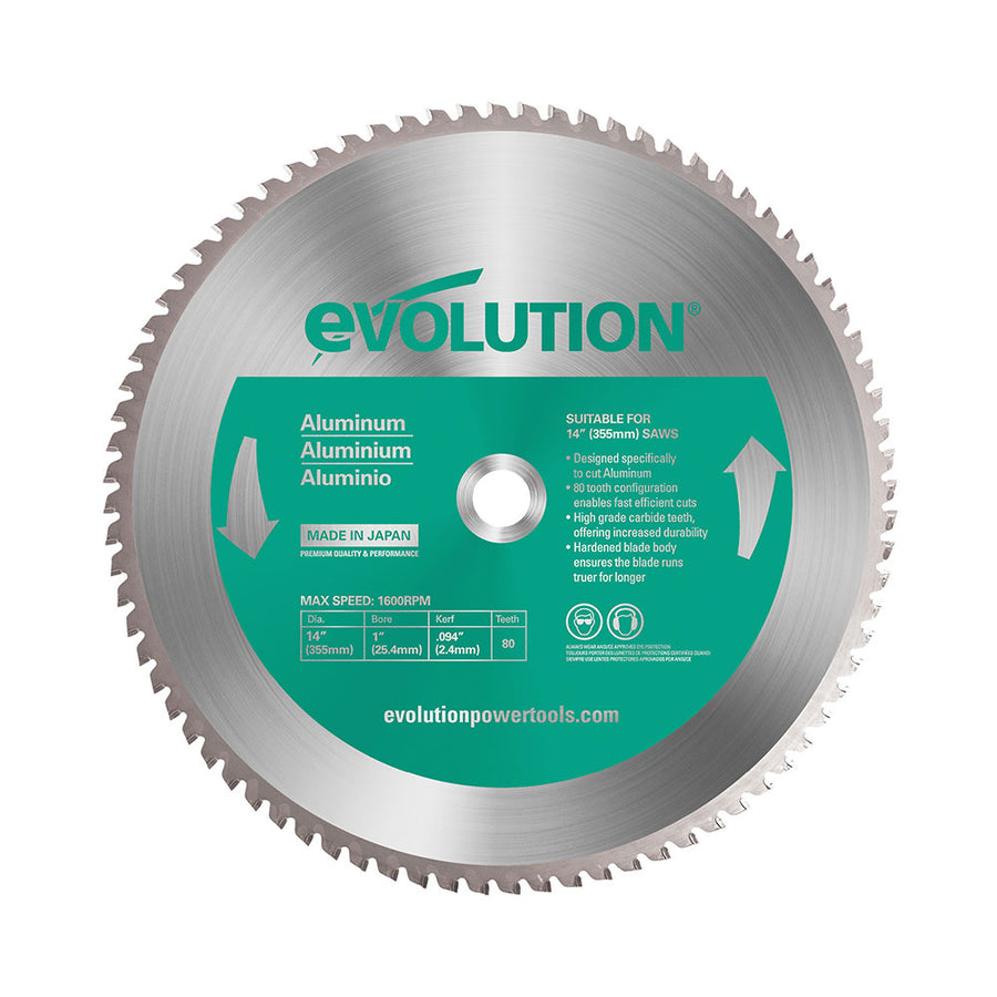Evolution Power Tools Evolution 14BLADEAL | 14 in. | 80T | 1 in. Arbor | Aluminum and Non-Ferrous Metal TCT Blade
