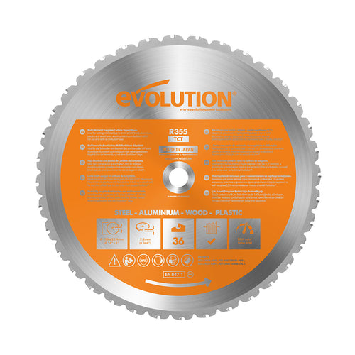 Evolution Power Tools Evolution RAGE355BLADE | 14 in. | 36T | 1 in. Arbor | Multi-Material TCT Blade