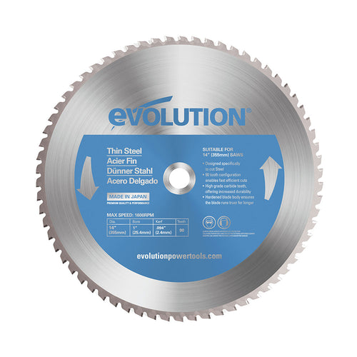 Evolution Power Tools Evolution 14BLADETS | 14 in. | 90T | 1 in. Arbor | Thin Steel and Ferrous Metal TCT Blade