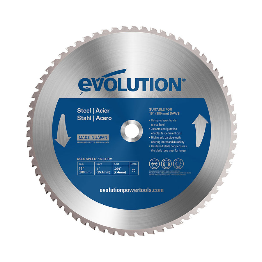 Evolution Power Tools Evolution 15BLADEST | 15 in. | 70T | 1 in. Arbor | Mild Steel and Ferrous Metal TCT Blade