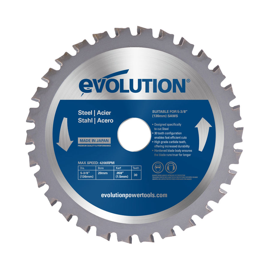 Evolution Power Tools Evolution 5-3/8BLADEST | 5-3/8 in. | 30T | 20mm Arbor | Mild Steel and Ferrous Metal TCT Blade