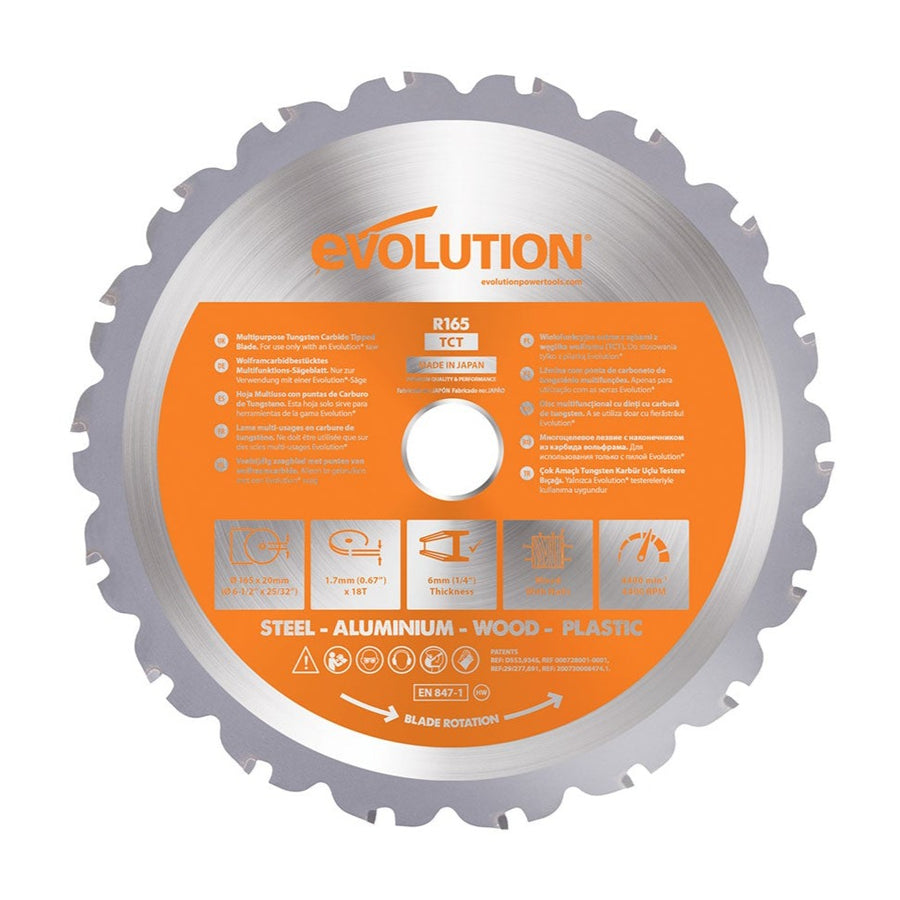 Evolution Power Tools Evolution RAGEBLADE165MULTI | 6-1/2 in. | 18T | 20mm Arbor | Multi-Material TCT Blade