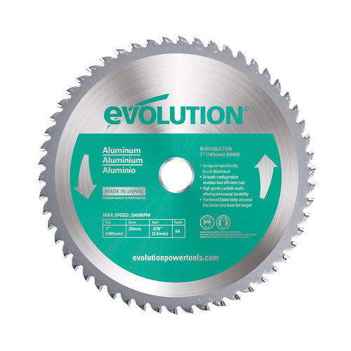 Evolution Power Tools Evolution 180BLADEAL | 7 in. | 54T | 20mm Arbor | Aluminum and Non-Ferrous Metal TCT Blade