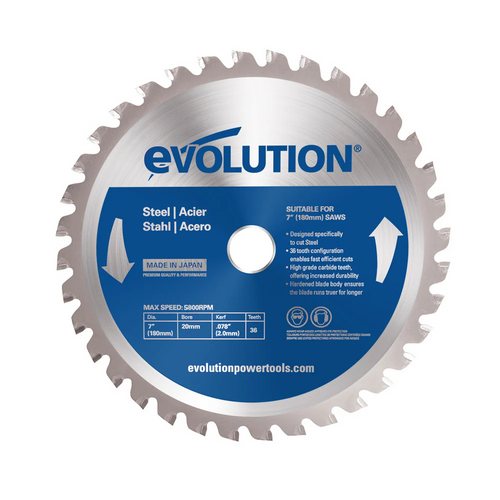 Evolution Power Tools Evolution 180BLADEST | 7 in. | 36T | 20mm Arbor | Mild Steel and Ferrous Metal TCT Blade