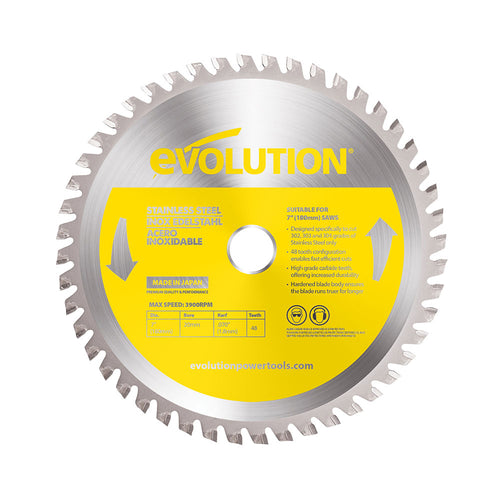 Evolution Power Tools Evolution 180BLADESSN | 7 in. | 48T | 20mm Arbor | Stainless Steel TCT Blade