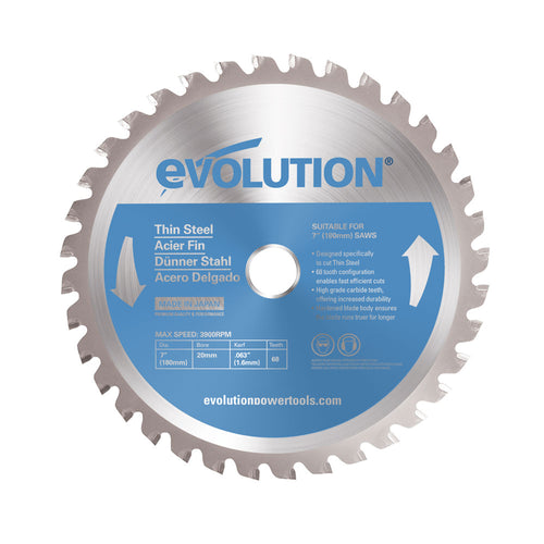 Evolution Power Tools Evolution 180BLADETS | 7 in. | 68T | 20mm Arbor | Thin Steel and Ferrous Metal TCT Blade