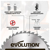 Evolution Power Tools Evolution 180BLADEWD | 7 in. | 30T | 20mm Arbor | Standard Course-Cutting Rip TCT Blade For Wood, view 3