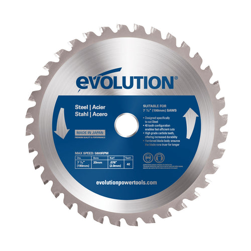 Evolution Power Tools Evolution 7-1/2BLADEST | 7-1/2 in. | 40T | 20mm Arbor | Mild Steel and Ferrous Metal TCT Blade