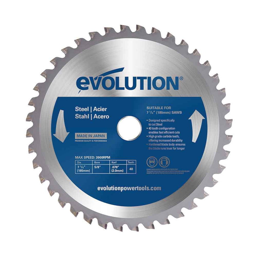 Evolution Power Tools Evolution 7-1/4BLADEST | 7-1/4 in. | 40T | 5/8 in. Arbor | Mild Steel and Ferrous Metal TCT Blade With Diamond Knockout