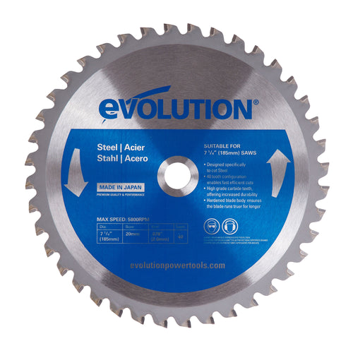 Evolution Power Tools Evolution 185BLADEST | 7-1/4 in. | 40T | 20mm Arbor | Mild Steel and Ferrous Metal TCT Blade