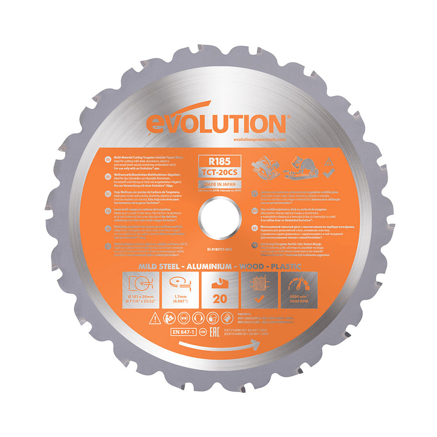 Evolution Power Tools Evolution RAGEBLADE | 7-1/4 in. | 20T | 20mm Arbor | Multi-Material TCT Blade