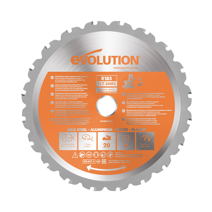 Evolution Power Tools Evolution RAGEBLADEX | 7-1/4 in. | 20T | 20mm Arbor | Multi-Material TCT Blade (Miter Saw Blade)