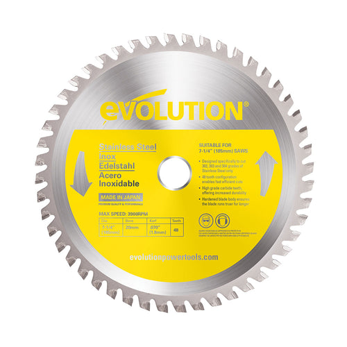Evolution Power Tools Evolution 185BLADESSN | 7-1/4 in. | 48T | 20mm Arbor | Stainless Steel TCT Blade