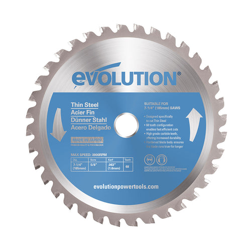 Evolution Power Tools Evolution 7-1/4BLADETS | 7-1/4 in. | 68T | 5/8 in. Arbor | Thin Steel and Ferrous Metal TCT Blade