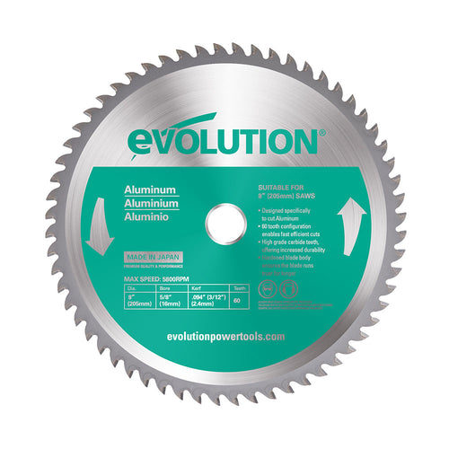Evolution Power Tools Evolution 8BLADEAL | 8 in. | 60T | 20mm. Arbor | Aluminum and Non-Ferrous Metal TCT Blade