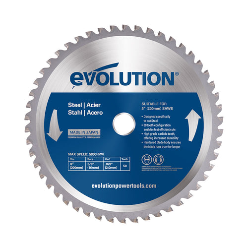 Evolution Power Tools Evolution 8BLADEMS | 8 In. | 50T | 5/8 In. Arbor | Mild Steel And Ferrous Metal TCT Blade