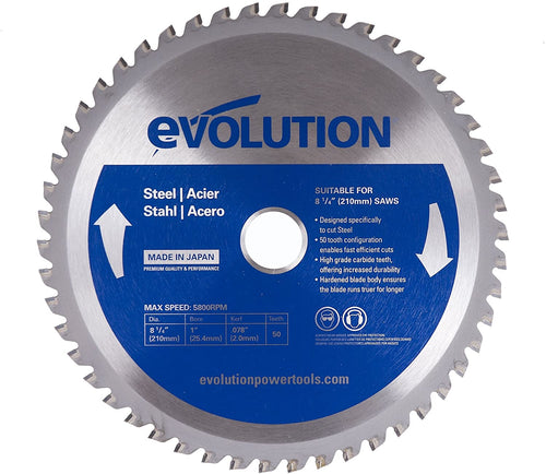 Evolution Power Tools Evolution 8-1/4 in. 50T, 1 in. Bore, Tungsten Carbide Tipped Mild Steel Cutting Blade