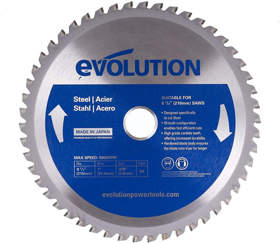 Evolution Power Tools Evolution 8-1/4 in. 50T, 1 in. Bore, Tungsten Carbide Tipped Mild Steel Cutting Blade