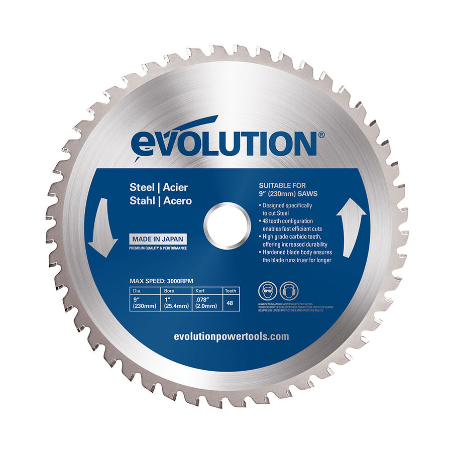 Evolution Power Tools Evolution 230BLADEST | 9 in. | 48T | 1 in. Arbor | Mild Steel and Ferrous Metal TCT Blade