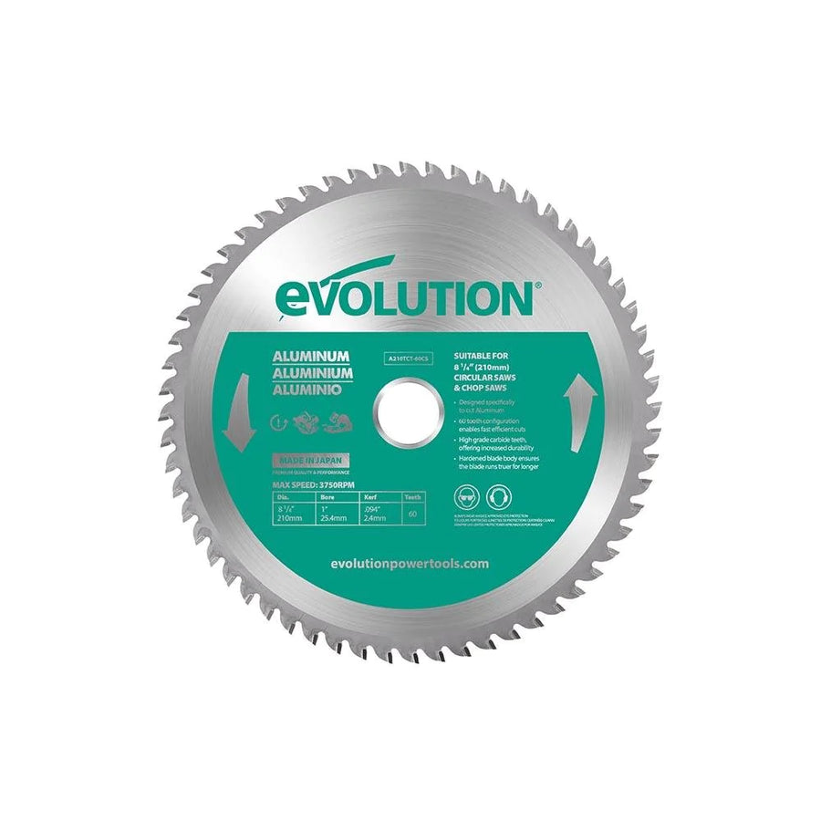 Evolution Power Tools Evolution A210TCT-60CS | 8-1/4 in. | 60T | 1 in. Arbor | Aluminum and Non-Ferrous Metal TCT Blade