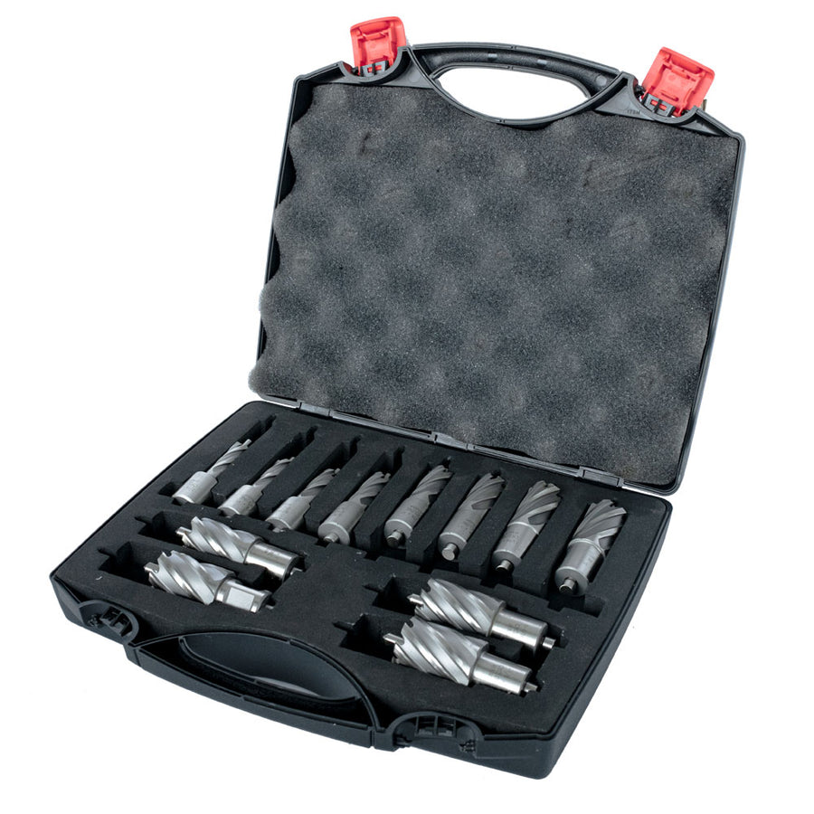 Evolution Power Tools Evolution 12pc 1 in. Depth Annular HSS Mag Drill Cutter Set 7/16 To 1-1/8 Inch With 3/4 Inch Weldon Shank