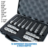 Evolution Power Tools Evolution 12pc 2 in. Depth Annular HSS Mag Drill Cutter Set 7/16 To 1-1/8 in. With 3/4 in. Weldon Shank, view 2