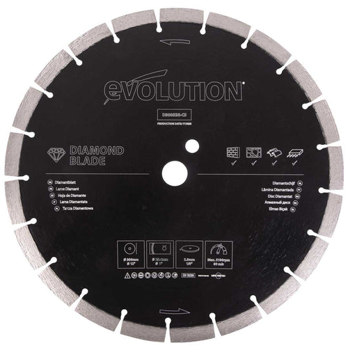 Evolution Power Tools Evolution D300SEG-CS2 | 12 in. | Segmented Edge | 1 in. Arbor | Concrete, Stone, Brick Cutting Diamond Blade