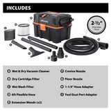 Evolution Power Tools Evolution R15VAC 4-Gallon Wet & Dry Shop Vac With Accessories, view 2