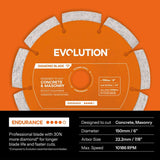 Evolution Power Tools Evolution 6 in. Endurance Diamond Blade for Concrete Saw, 7/8 in. Bore, view 2